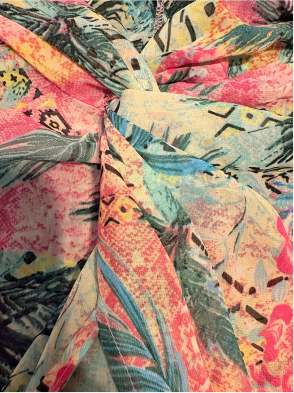 ASOS Tropical Print Sarong Size 2 Pink and Green - Picture 6 of 7
